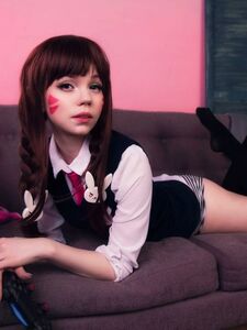 Caticorn Play. D.Va. Overwatch. Schoolgirl (15 pictures)